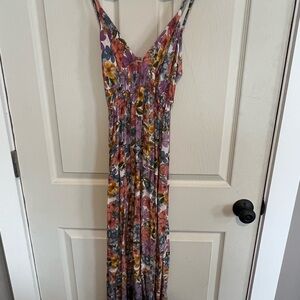 Angie Floral Maxi Dress in Pink, Purple, Mustard & Navy